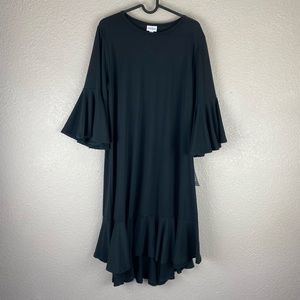 NWT Lularoe Maurine Black Ruffles Bell Sleeve Dress Large 10 12 14